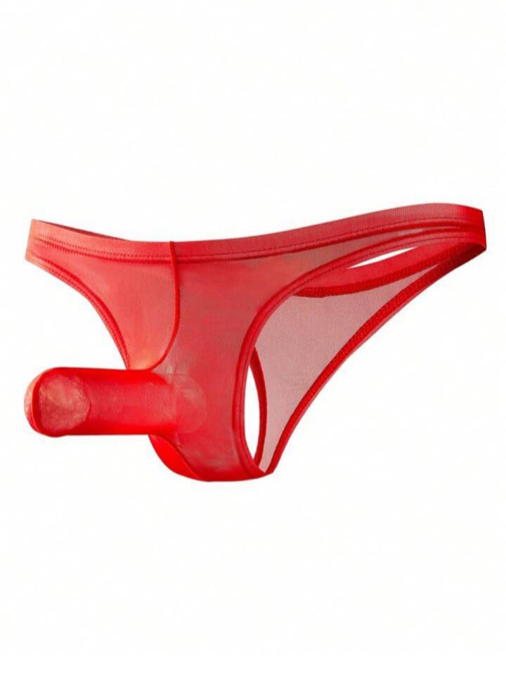 Bonga Boys Men's Red Ultra Thin Mesh Elephant Trunk Briefs Underwear